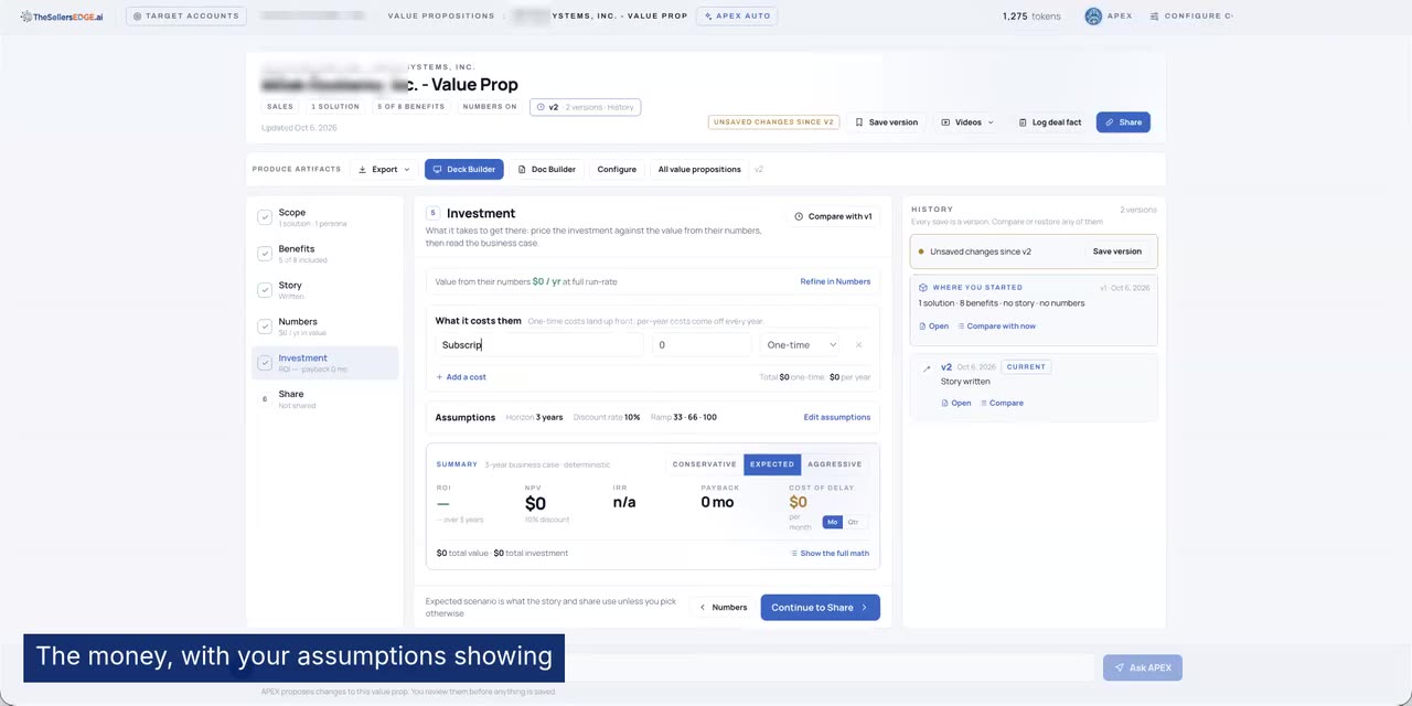 Still from the Value Proposition Play running in TheSellersEdge.